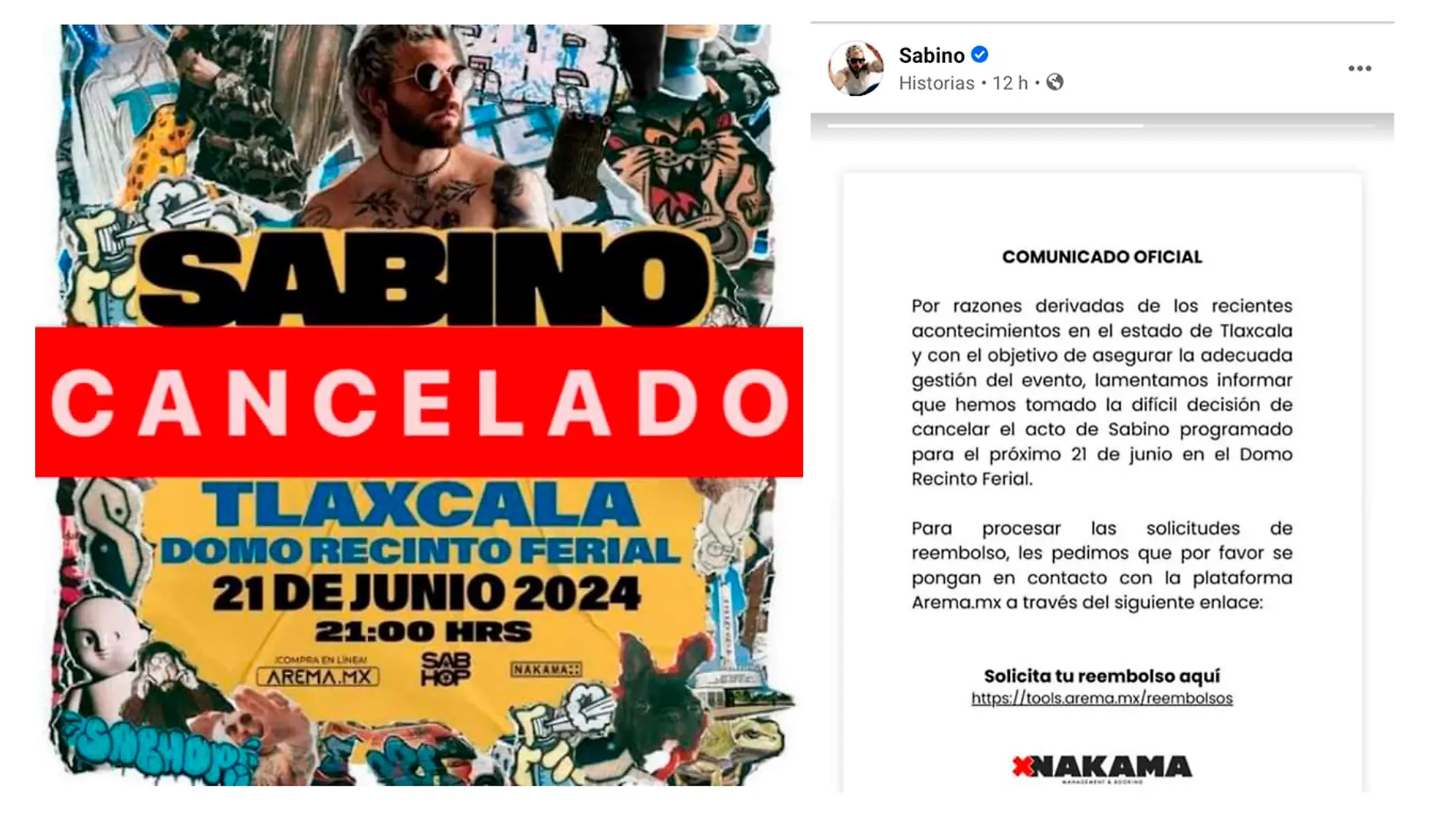 cancelación concierto Sabino 1-1